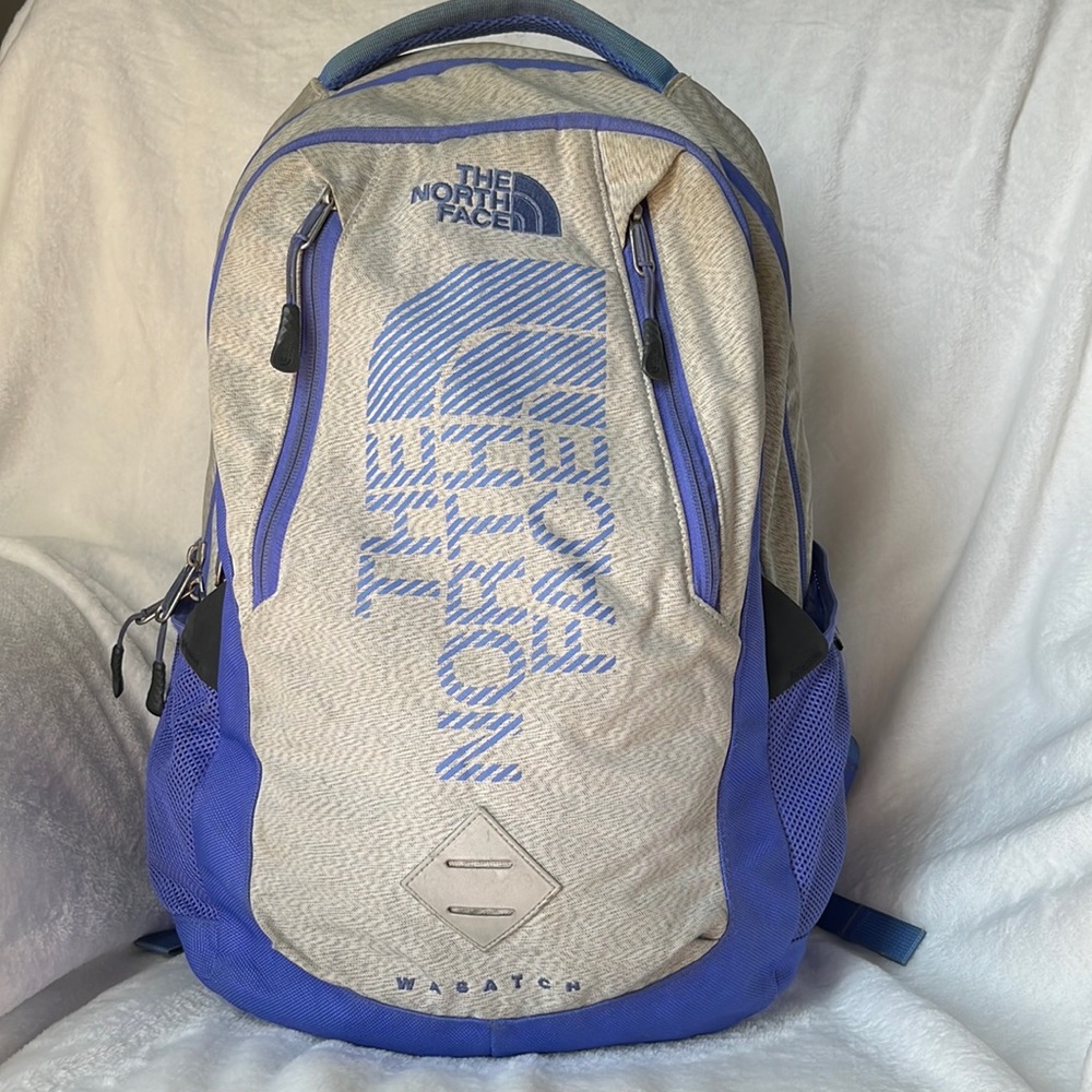 The North Face Wasatch Backpack, Lavender and Gray, Used in Good Condition